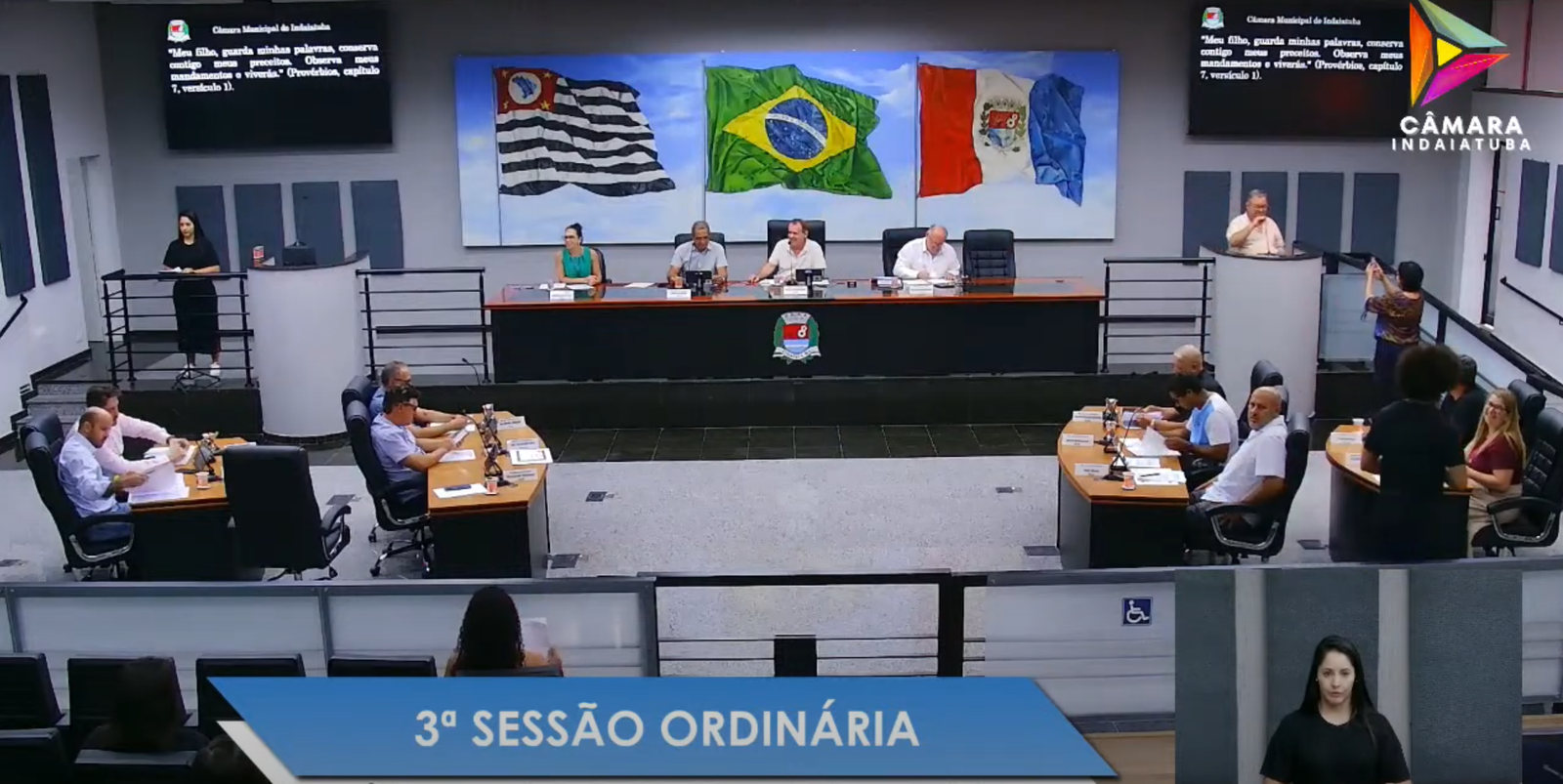 imagem da transmissão online da sessão ordinária da câmara dos vereadores de indaiatuba