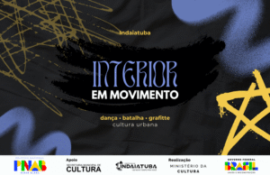 Arte com escrita: Indaiatuba Interior em movimento, dança, batalha, grafitte, cultura urbana