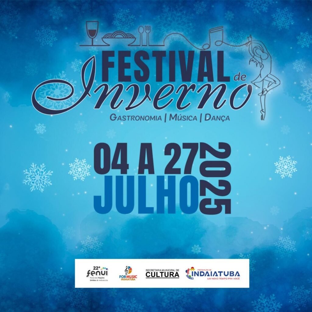 Arte oficial do Festival de Inverno 2025 em Indaiatuba com datas e atrações