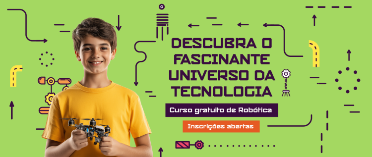 Imagem de divulgação do curso gratuito de robótica no Sesi Indaiatuba