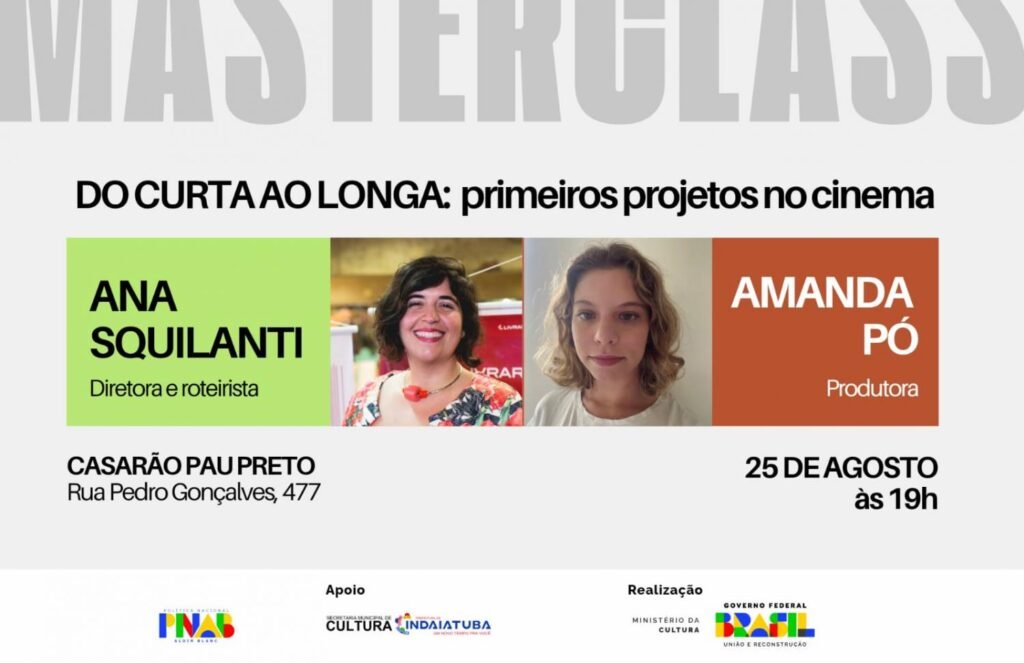 Cineastas Amanda Pó e Ana Squilanti na Masterclass de Cinema em Indaiatuba