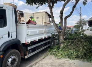 Caminhão da Operação Cata Bagulho recolhendo móveis em Indaiatuba